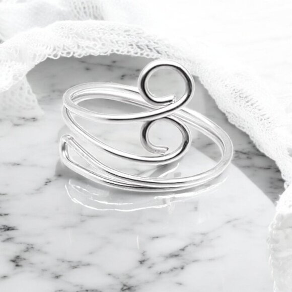 Swirl Toe Ring Sterling Silver Adjustable Quality Handcrafted - Picture 3 of 5